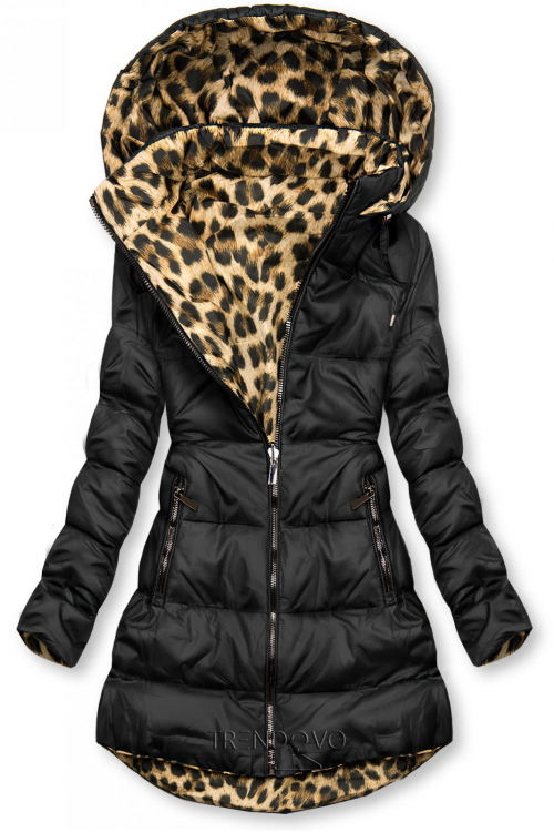 Ladies double wear leopard print parka coat