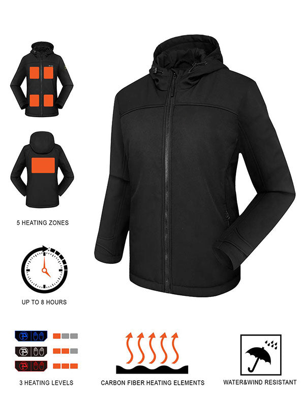 Women's heating jacket soft shell hand warmer with 7.4V battery pack