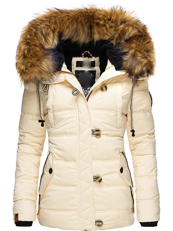 Ladies winter parka with detachable synthetic fur