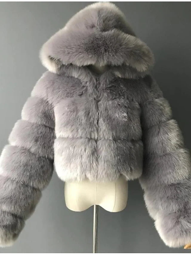 Women's faux fur coat teddy coat Sherpa coat chic modern elegant luxury fur