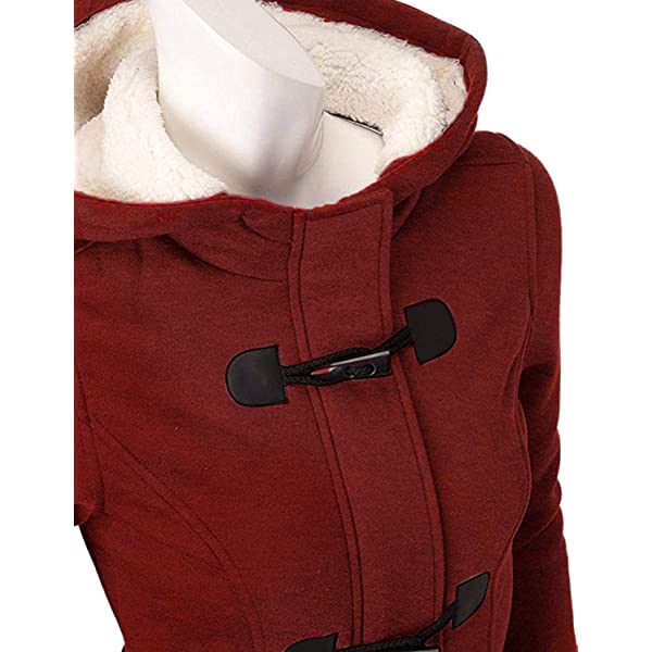 Ladies hooded coat button horn bomber jacket