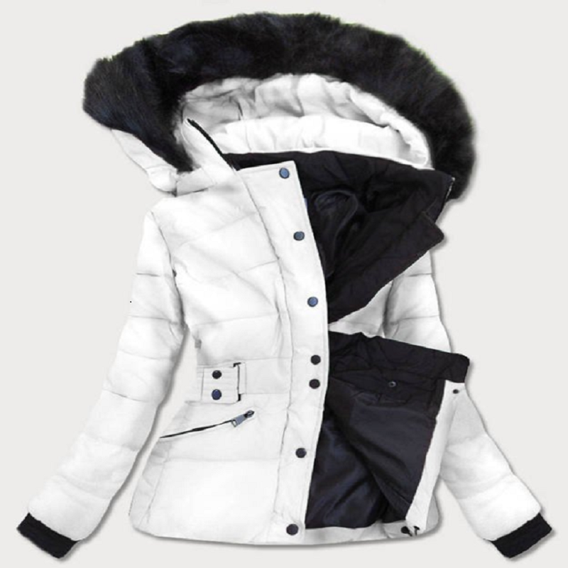 WOMEN'S SHORT WINTER HOODED JACKET WHITE