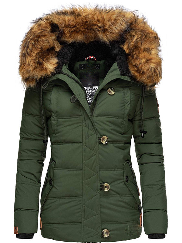 Ladies winter parka with detachable synthetic fur