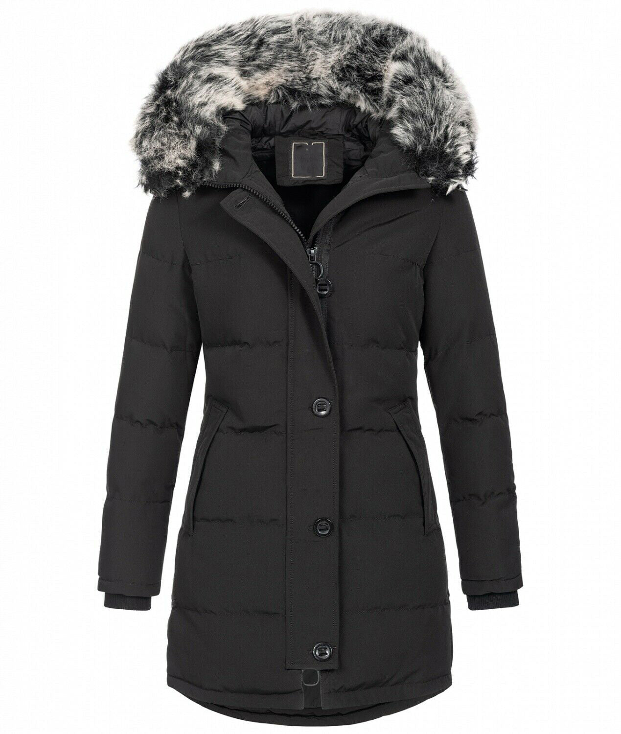 Fashion ladies parka coat with fur collar