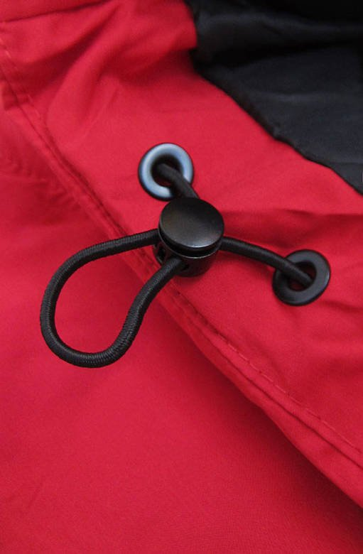 Ladies short winter hooded jacket red