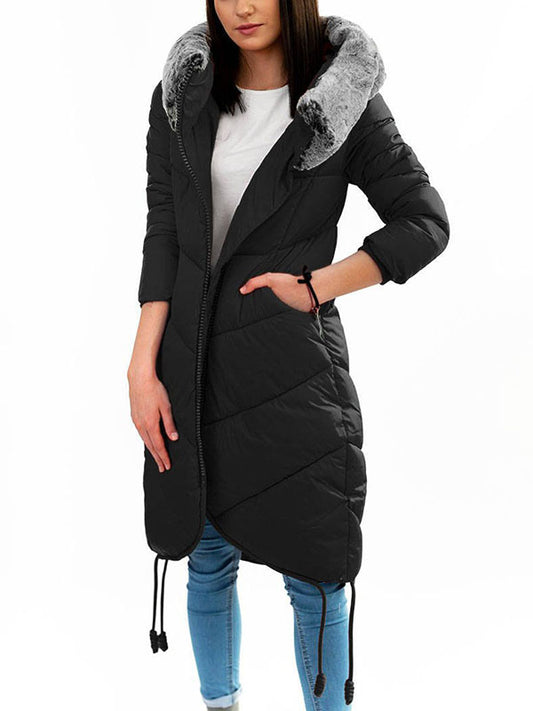 Long winter hood navy blue