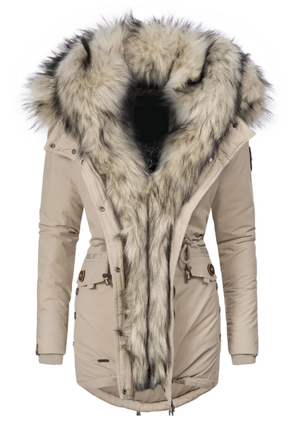 Ladies Winter Thicken Windproof Parka Beige