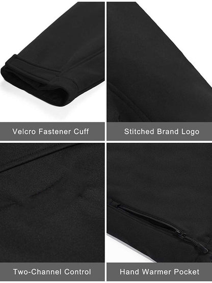 Women's heating jacket soft shell hand warmer with 7.4V battery pack