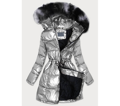 Metallic winter ladies silver jacket