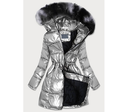 Metallic winter ladies silver jacket