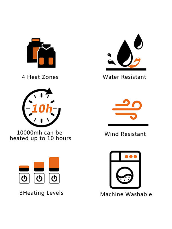 Ladies heated vest, 3 heating, 4 heating zones, washable neck heating jacket