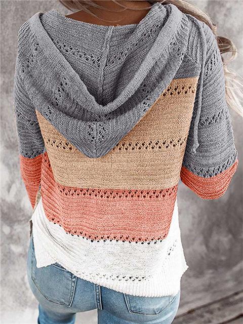 Contrast Color Knitted Zipper Lightweight Tops