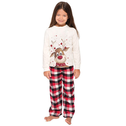 Family Matching Reindeer Plaid Pajamas Set