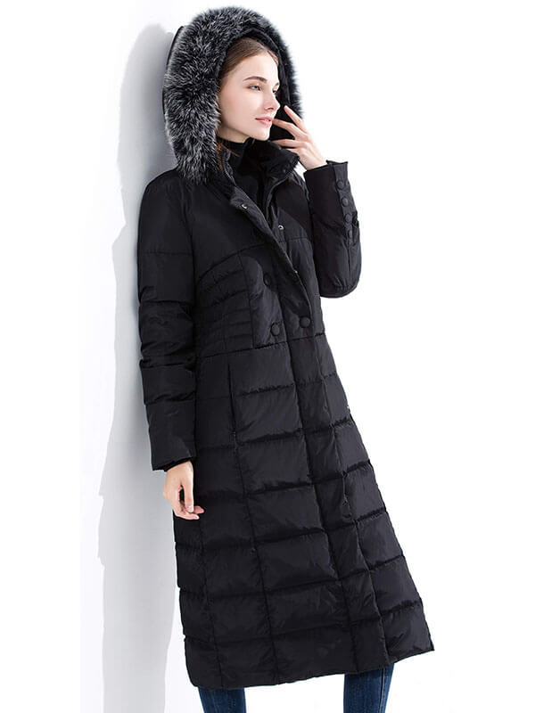 Women's hooded padded long down jacket fan fun down coat