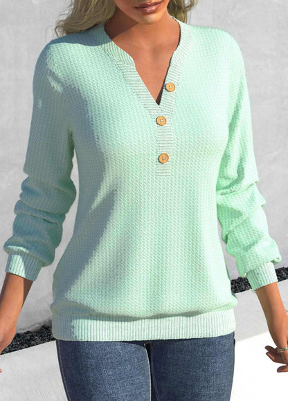 Mint Green Split Long Sleeve Sweatshirt