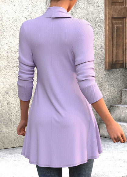 Light Purple Ruffle Floral Print T Shirt