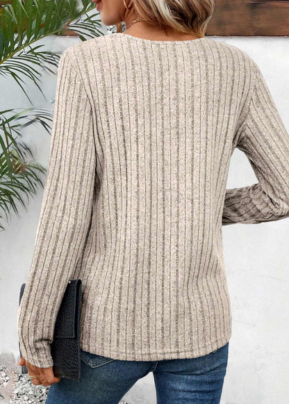 Light Camel Cut Out Long Sleeve T Shirt