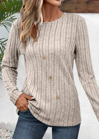 Light Camel Cut Out Long Sleeve T Shirt