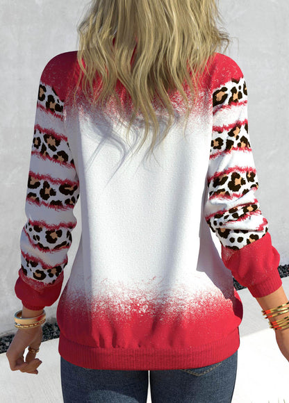 Christmas Hot Pink Santa Claus Print Long Sleeve Sweatshirt