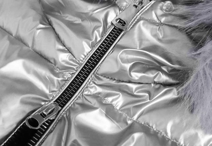Metallic winter ladies silver jacket