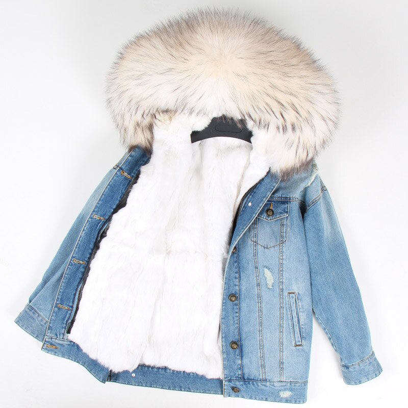 Denim Fox Fur Parka