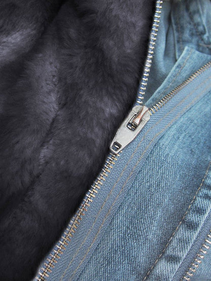 Denim jacket with fur B