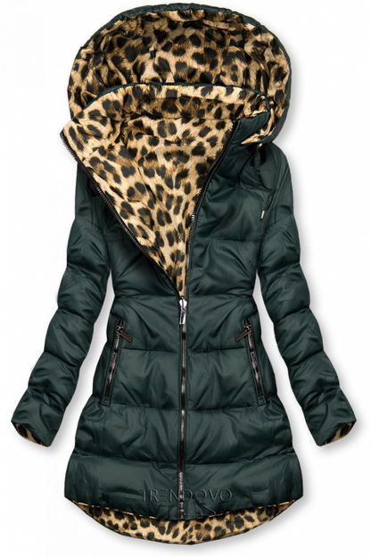 Ladies double wear leopard print parka coat