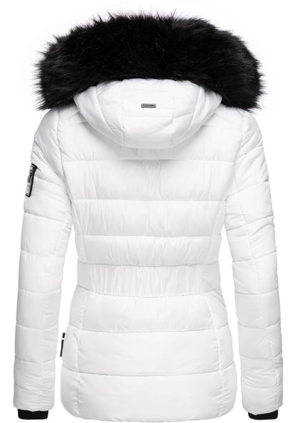 Fashion quilted jacket with faux fur hood