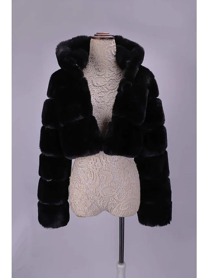 Women's faux fur coat teddy coat Sherpa coat chic modern elegant luxury fur