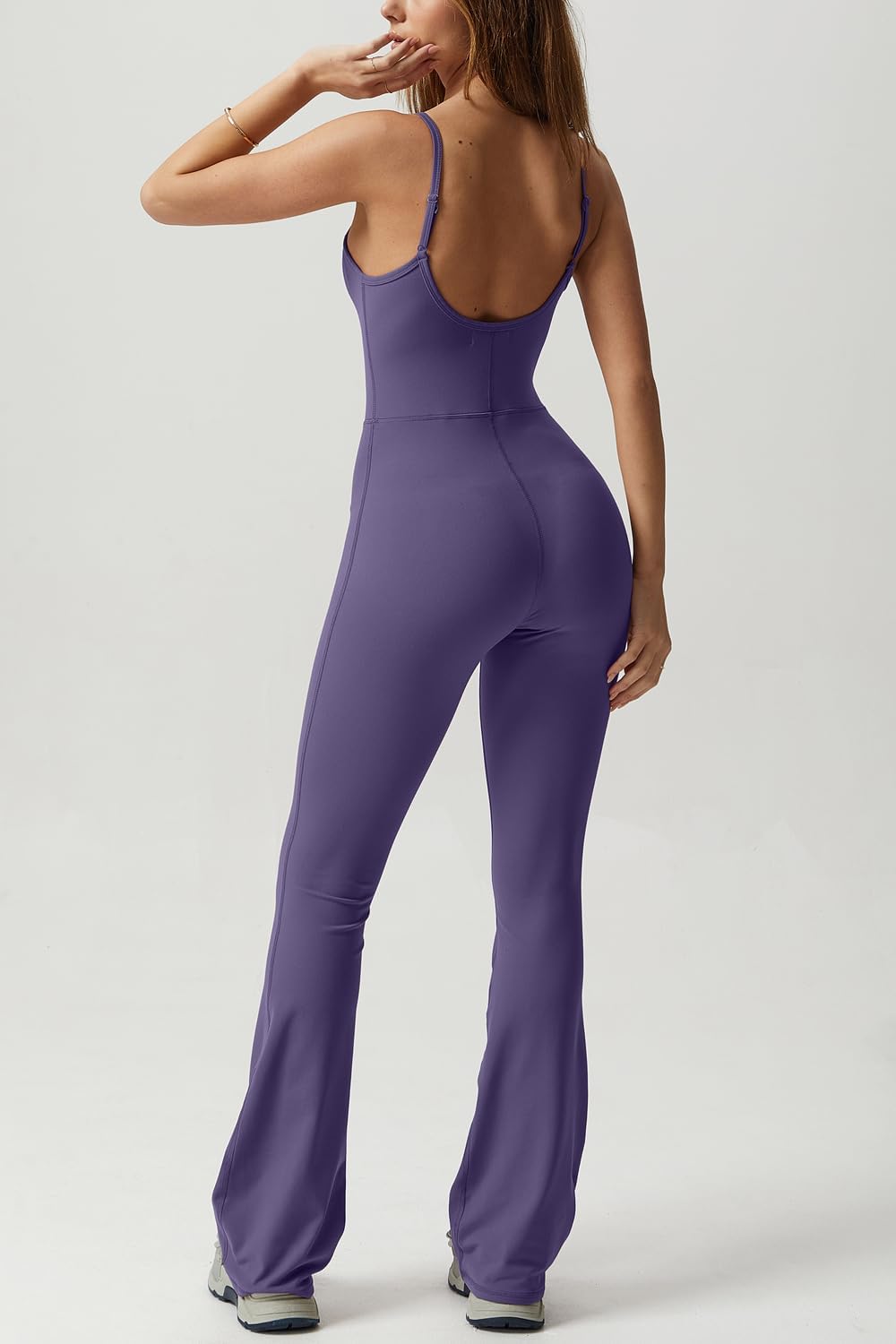Flare Jumpsuits for Women Spaghetti Straps Scoop Neck Bodycon Full Length Casual Unitard Playsuit