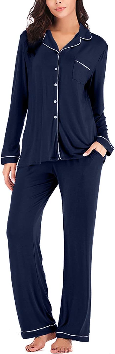 Women's Pajama Sets Long Sleeve Button Down Sleepwear Nightwear Soft Pjs Lounge Sets