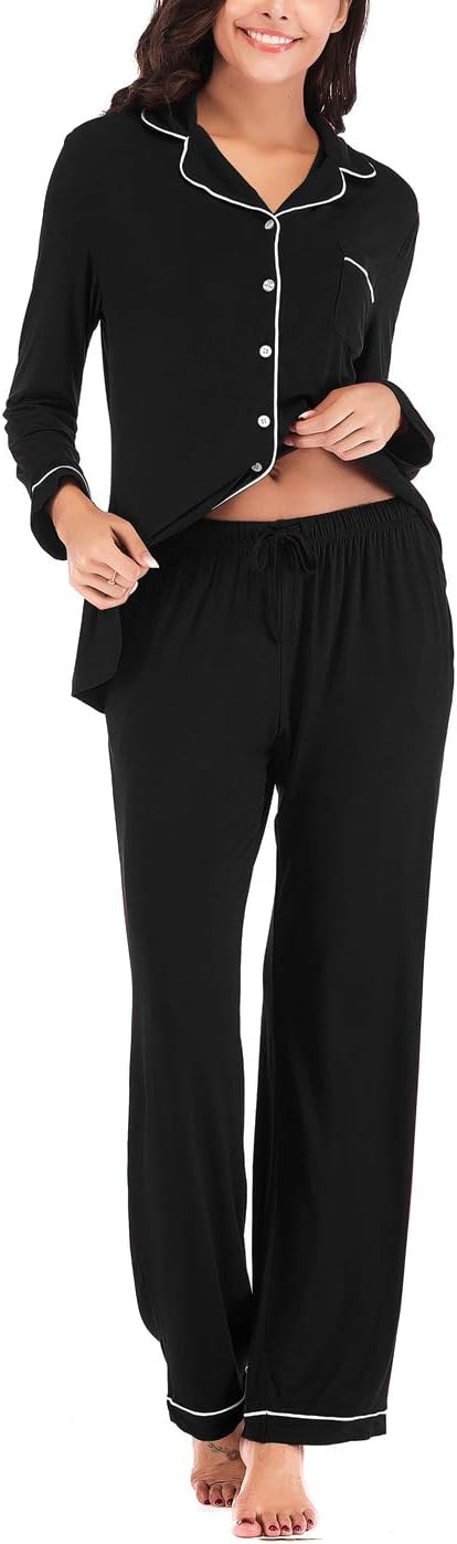 Women's Pajama Sets Long Sleeve Button Down Sleepwear Nightwear Soft Pjs Lounge Sets
