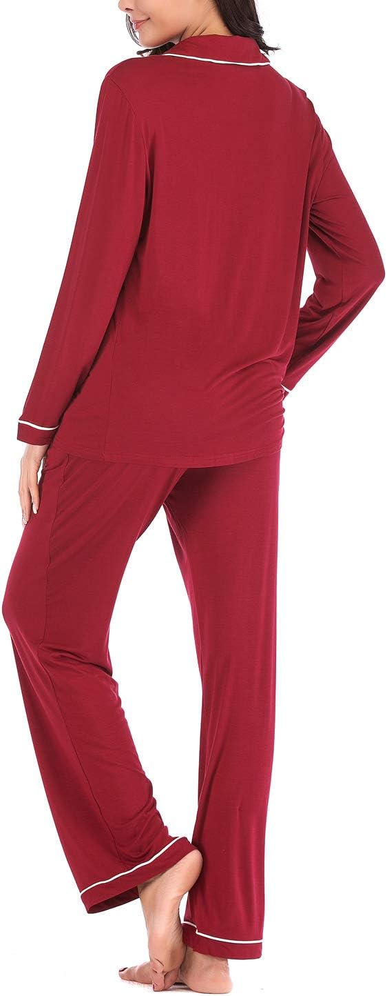 Women's Pajama Sets Long Sleeve Button Down Sleepwear Nightwear Soft Pjs Lounge Sets