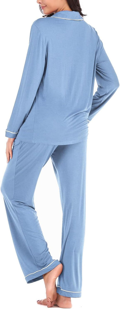 Women's Pajama Sets Long Sleeve Button Down Sleepwear Nightwear Soft Pjs Lounge Sets