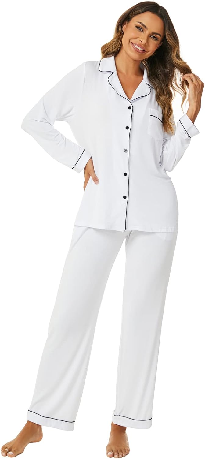Women's Pajama Sets Long Sleeve Button Down Sleepwear Nightwear Soft Pjs Lounge Sets