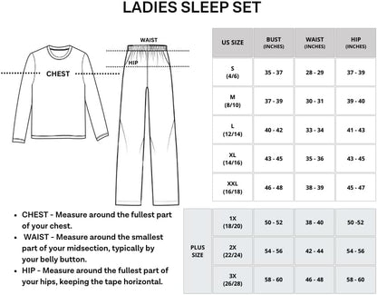 Real Essentials 2 Pack: Women’s Pajama Set Super-Soft Short & Long Sleeve Top With Pants (Available In Plus Size)