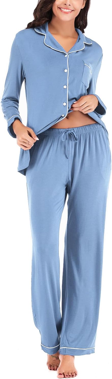 Women's Pajama Sets Long Sleeve Button Down Sleepwear Nightwear Soft Pjs Lounge Sets