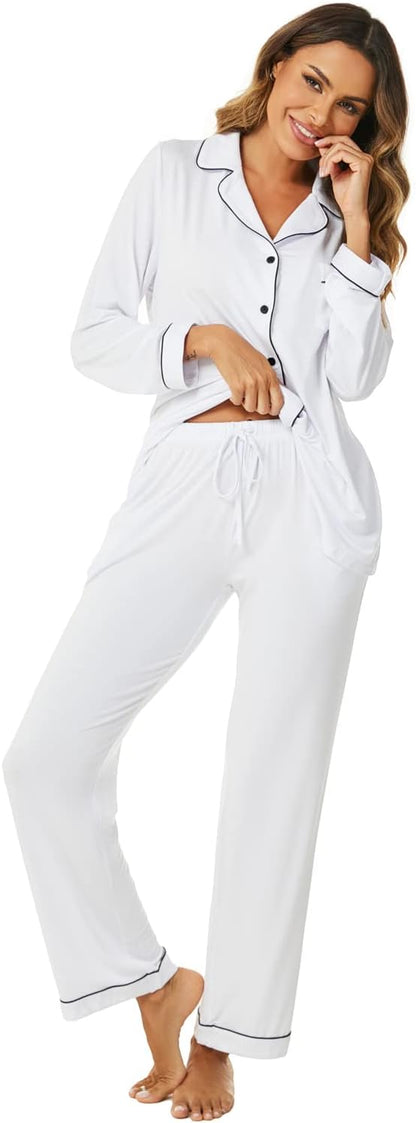 Women's Pajama Sets Long Sleeve Button Down Sleepwear Nightwear Soft Pjs Lounge Sets