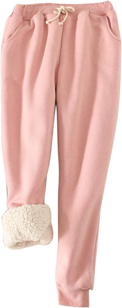 Women's Winter Warm Athletic Sweatpants Sherpa Lined Joggers Fleece Pants