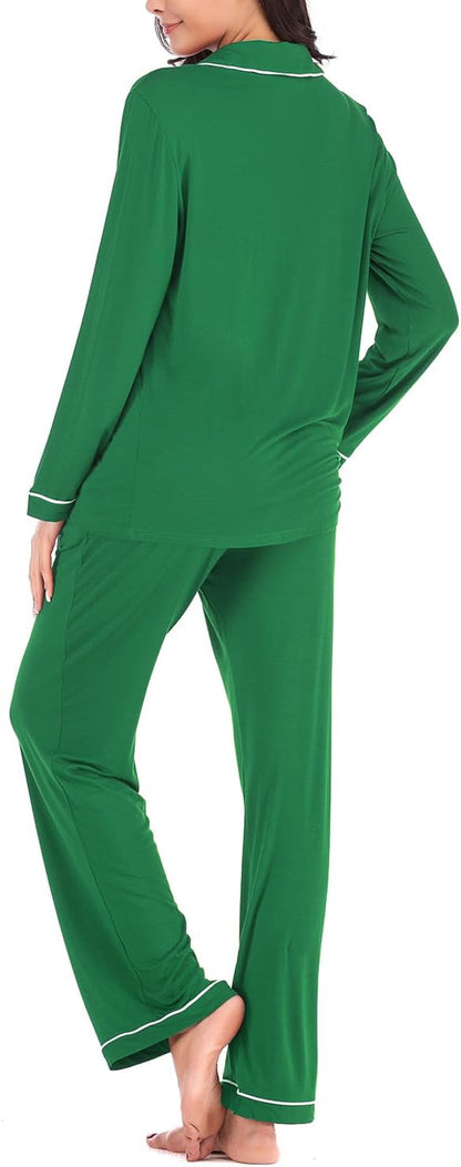Women's Pajama Sets Long Sleeve Button Down Sleepwear Nightwear Soft Pjs Lounge Sets