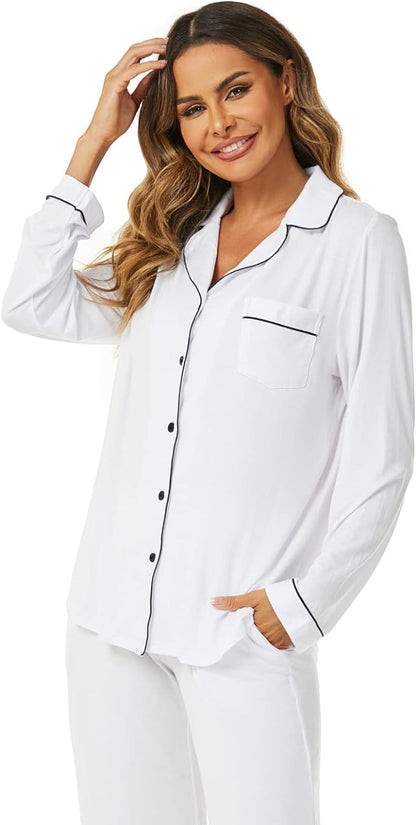 Women's Pajama Sets Long Sleeve Button Down Sleepwear Nightwear Soft Pjs Lounge Sets