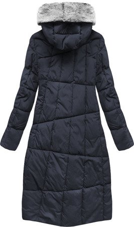 WOMEN'S LONG WINTER JACKET WITH A HOOD, NAVY