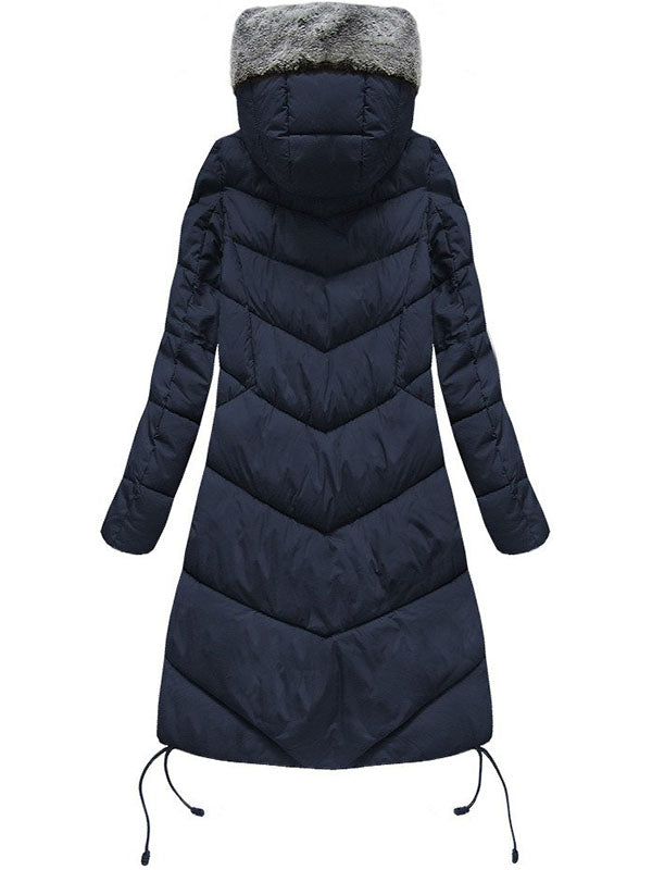 Long winter hood navy blue