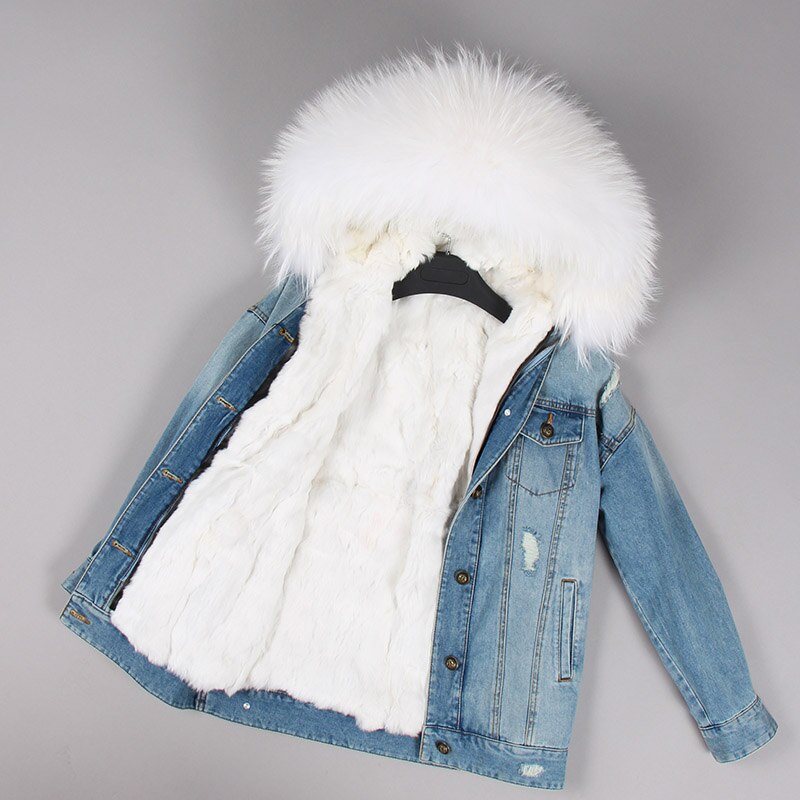 Denim Fox Fur Parka