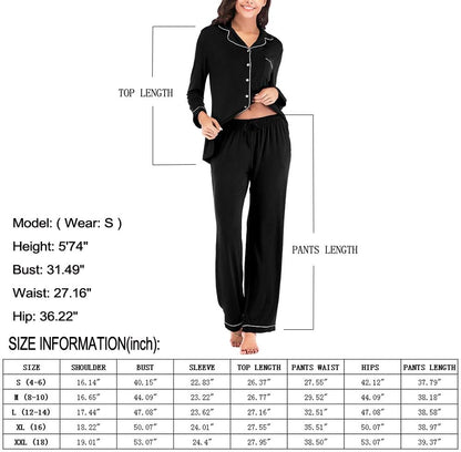 Women's Pajama Sets Long Sleeve Button Down Sleepwear Nightwear Soft Pjs Lounge Sets