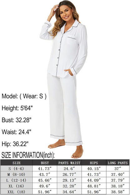 Women's Pajama Sets Long Sleeve Button Down Sleepwear Nightwear Soft Pjs Lounge Sets