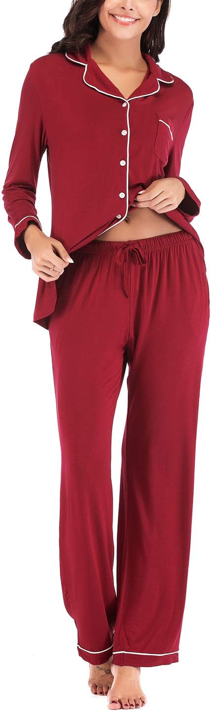 Women's Pajama Sets Long Sleeve Button Down Sleepwear Nightwear Soft Pjs Lounge Sets