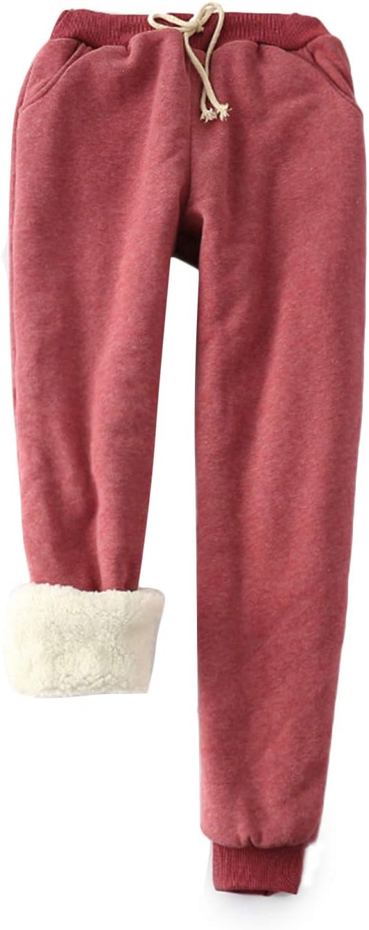 Women's Winter Warm Athletic Sweatpants Sherpa Lined Joggers Fleece Pants