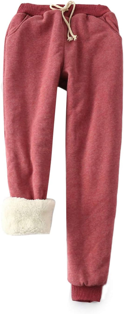 Women's Winter Warm Athletic Sweatpants Sherpa Lined Joggers Fleece Pants