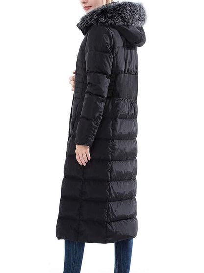 Women's hooded padded long down jacket fan fun down coat